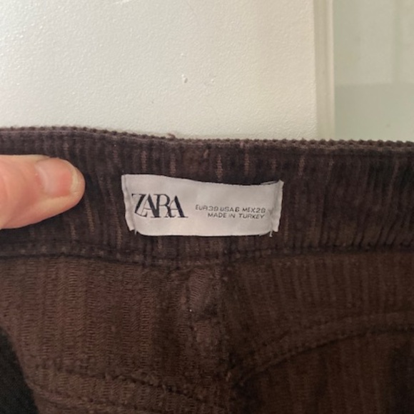 Zara dark brown wide leg corduroy trousers - Picture 3 of 4